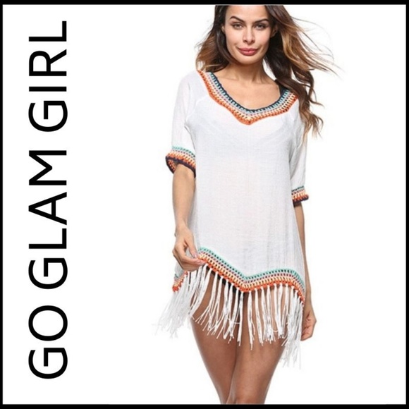Glam Girl Fashion Other - NWT Boho Beautiful Crocheted Fringe Beach Cover-up